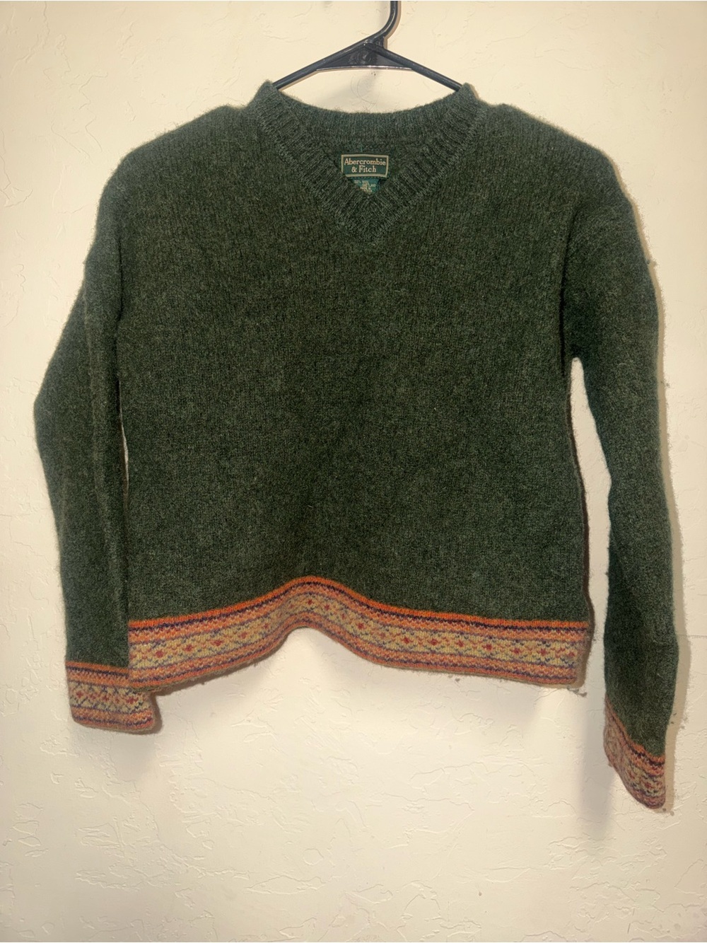 Vintage Abercrombie & Fitch V-neck wool sweater dark forest green women’s medium